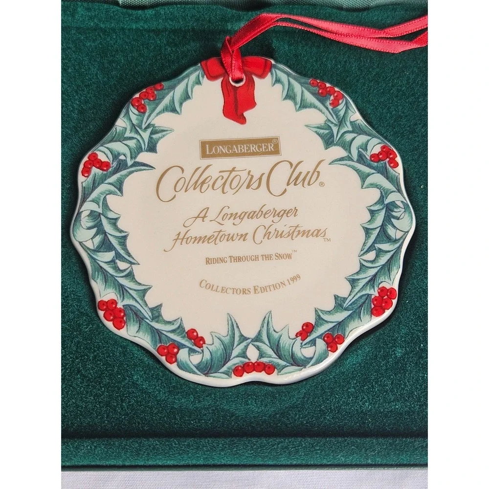 LONGABERGER Collectors Club 1999 Hometown Christmas Riding Thru Snow Ornament